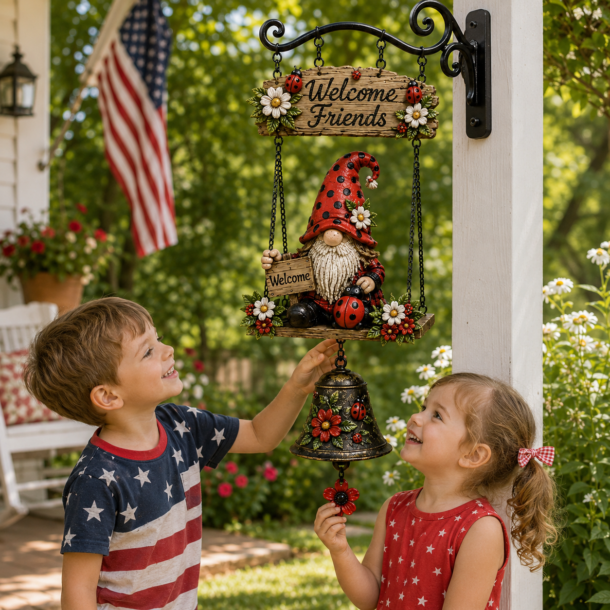 🔔🔥Hot Sale 50% OFF 🐞🔔 Rustic Garden Gnome Bell