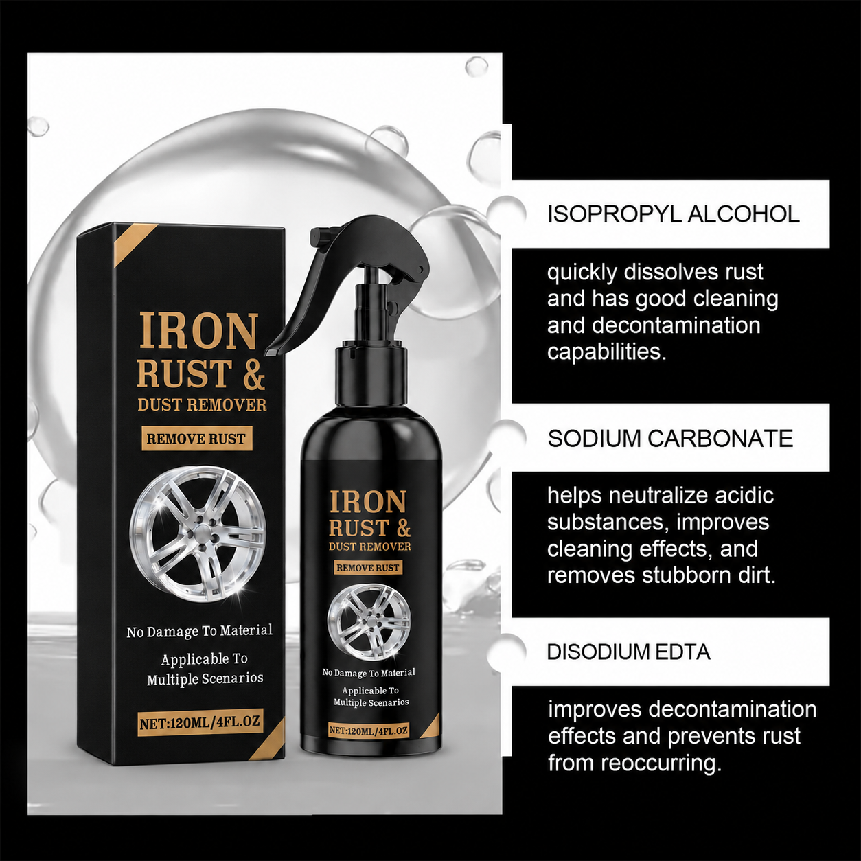 🔥 Rust Remover Spray 120ML – Fast & Effective for Auto & Metal 🚗