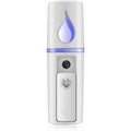 White handheld device with a blue droplet symbol on a white background