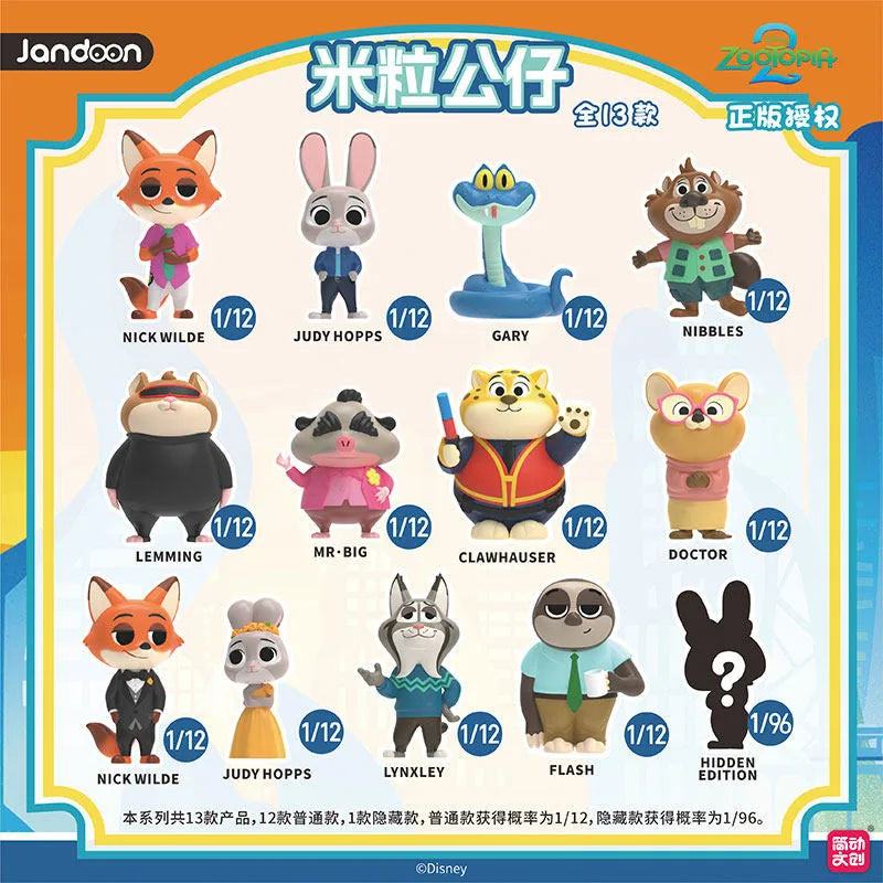 JANDOOM Disney Toy Story Stitch Mickey Mouse Winnie Zootopia Doraemon Action Figure Rice Grains Doll Model Blind Box Toys Gifts