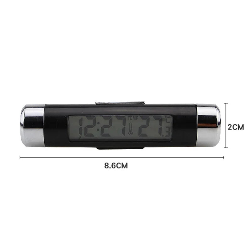 Portable 2 in 1 Car Digital LCD Clock Temperature Display Electronic Clock Thermometer Car Automotive Blue Backlight With Clip