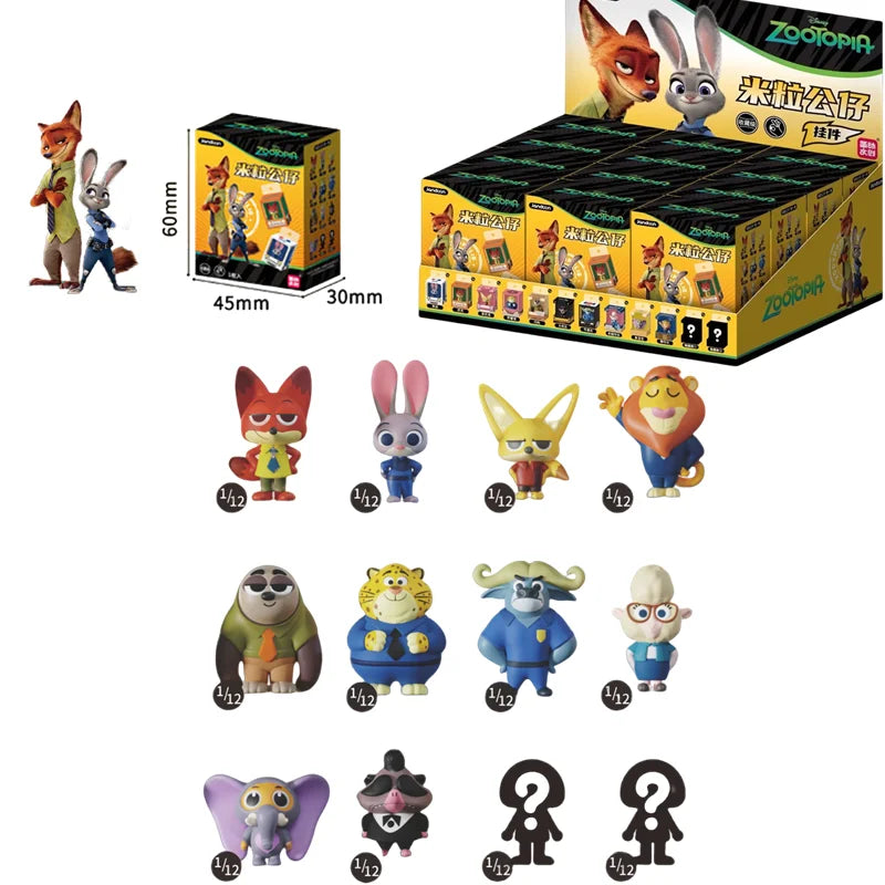 JANDOOM Disney Toy Story Stitch Mickey Mouse Winnie Zootopia Doraemon Action Figure Rice Grains Doll Model Blind Box Toys Gifts