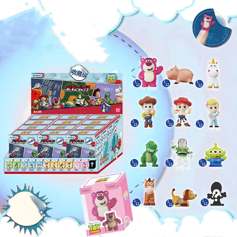 JANDOOM Disney Toy Story Stitch Mickey Mouse Winnie Zootopia Doraemon Action Figure Rice Grains Doll Model Blind Box Toys Gifts