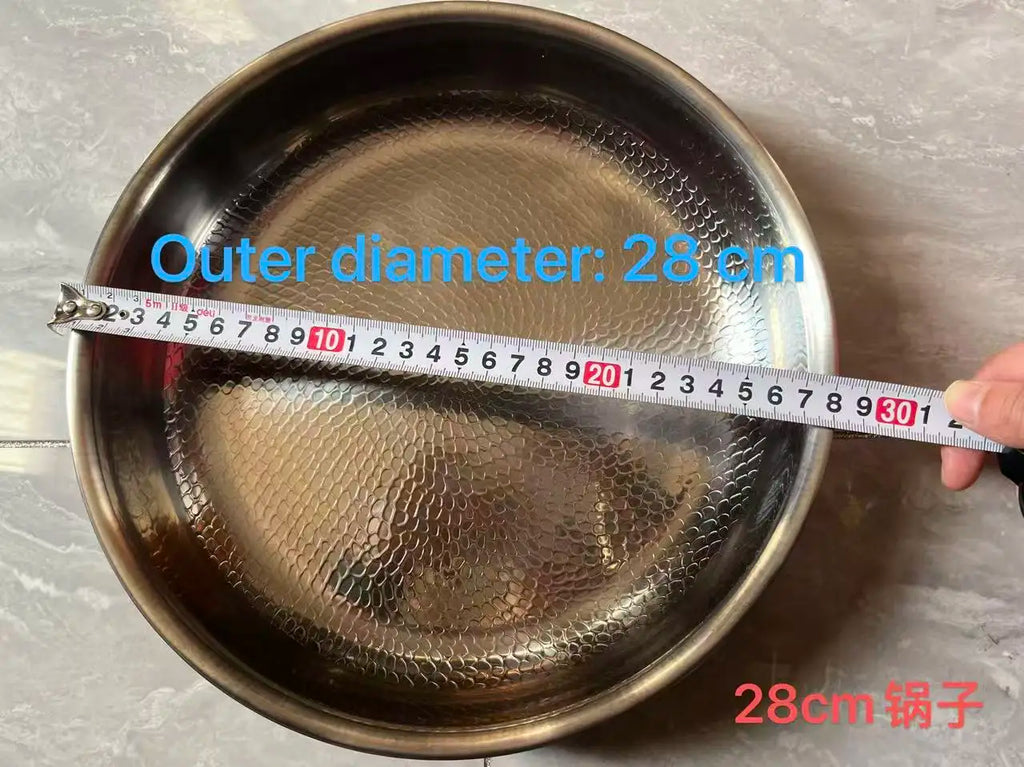 26/28/30cm German Pure Titanium Frying Pan Non-stick Frying Pan Uncoated Fish Scale Hammer Pattern Titanium Alloy Cookware