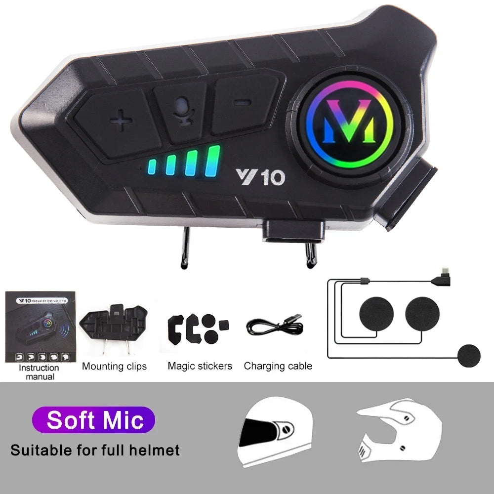 Bluetooth 5.3 Helmet Headset Wireless Hands-free Call Phone Kit Motorcycle Waterproof Earphone MP3 Music Player Speaker for Moto