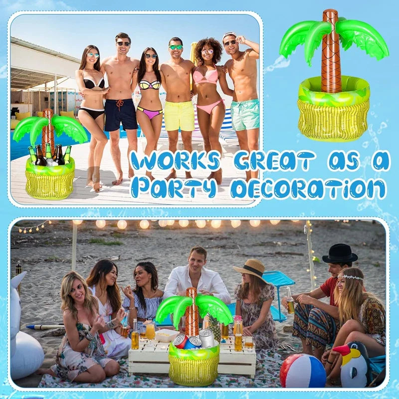 Inflatable Palm Tree Ice Bucket Bear Cooler Drink Holder Hawaiian Birthday Decoration Summer Beach Pool Party Supplies Balloon