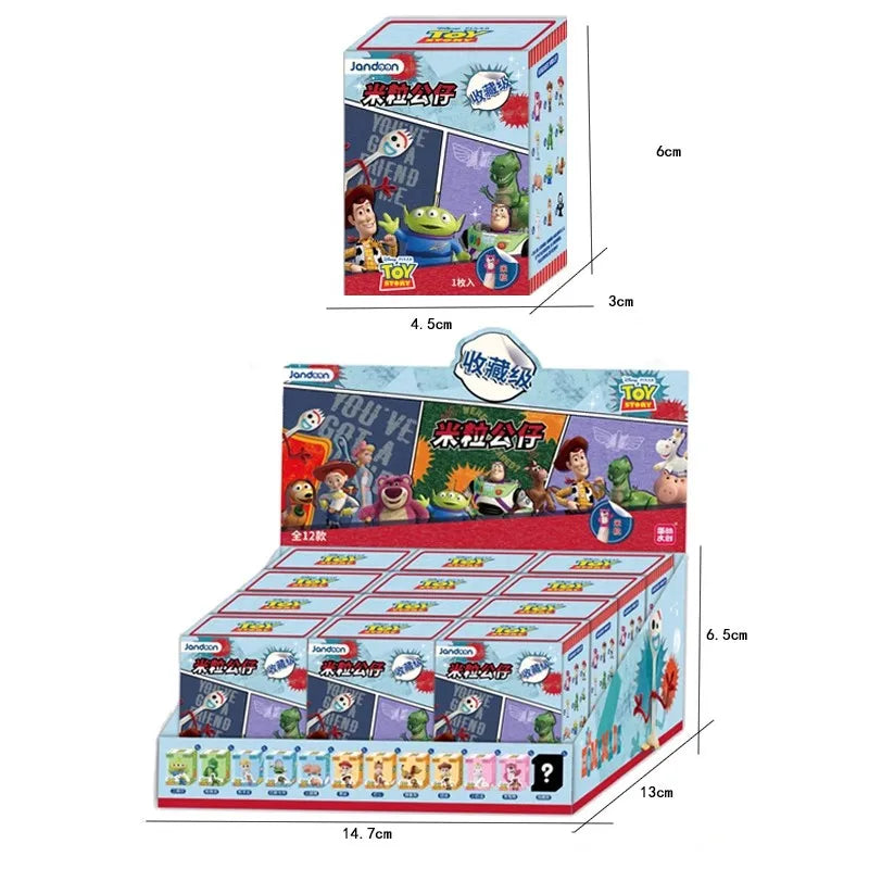 JANDOOM Disney Toy Story Stitch Mickey Mouse Winnie Zootopia Doraemon Action Figure Rice Grains Doll Model Blind Box Toys Gifts