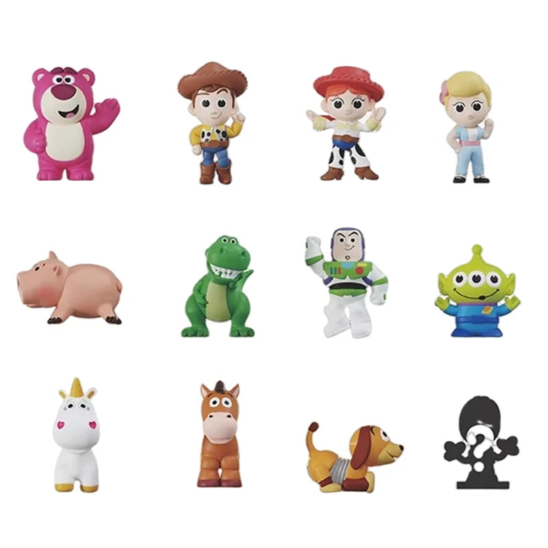 JANDOOM Disney Toy Story Stitch Mickey Mouse Winnie Zootopia Doraemon Action Figure Rice Grains Doll Model Blind Box Toys Gifts