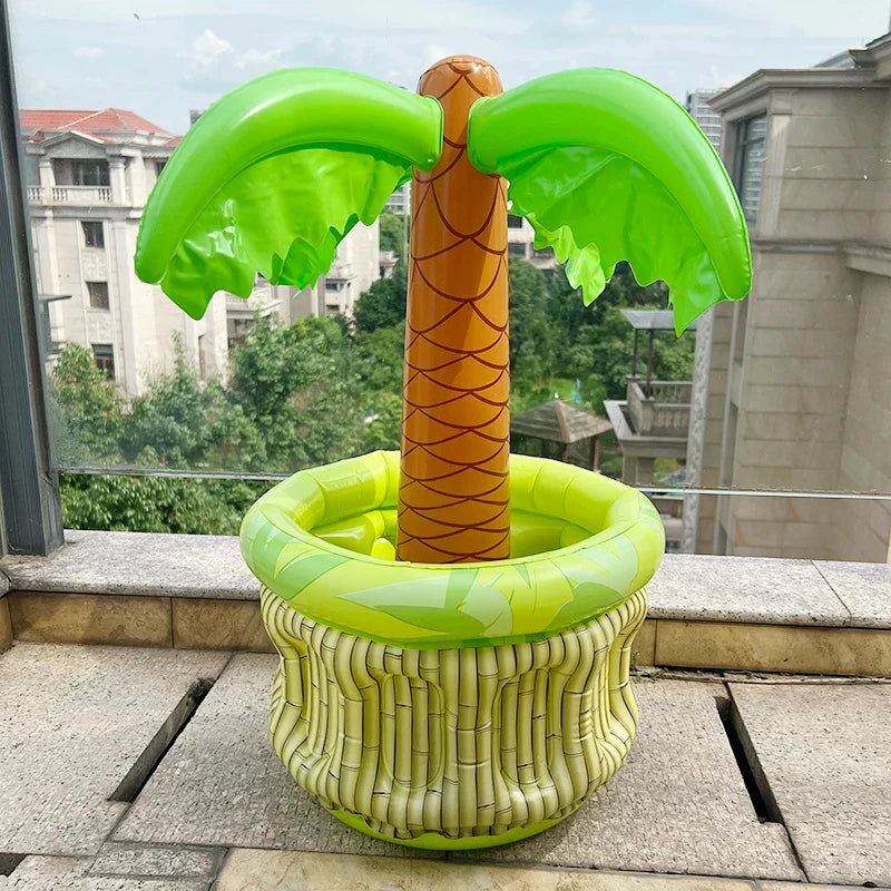 Inflatable Palm Tree Ice Bucket Bear Cooler Drink Holder Hawaiian Birthday Decoration Summer Beach Pool Party Supplies Balloon