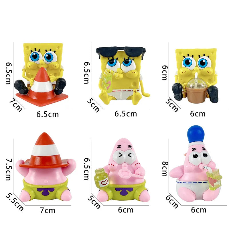 Spongebob Patrick Star Squidward Tentacles Delicious Crab Burger Anime Figure Collection Model Doll Blind Box Toys Children Gift