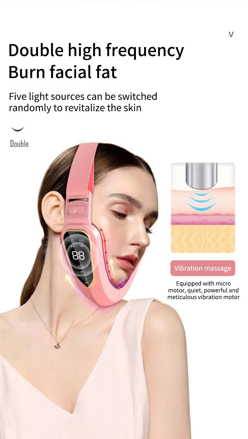 LED Photon Therapy Facial Slimming Vibration Massager Facial Lifting Device Facial Heated Double Chin V Face Vibration Massager