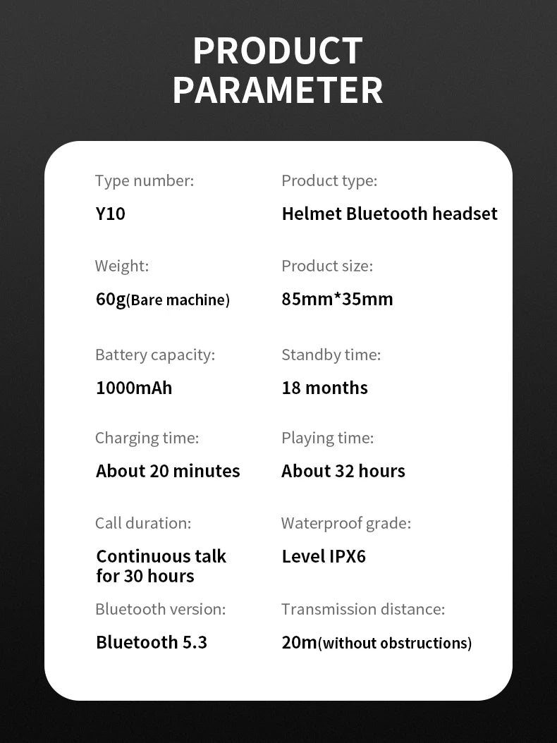 Motorcycle Bluetooth Headset Speaker Skiing Earphone Waterproof Bluetooth Helmet Headset with Noise Cancellation Ultra-Thin Wireless Bluetooth Headphones for All Helmets