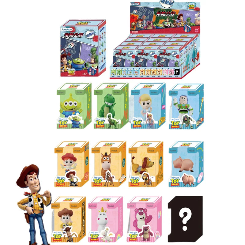 JANDOOM Disney Toy Story Stitch Mickey Mouse Winnie Zootopia Doraemon Action Figure Rice Grains Doll Model Blind Box Toys Gifts