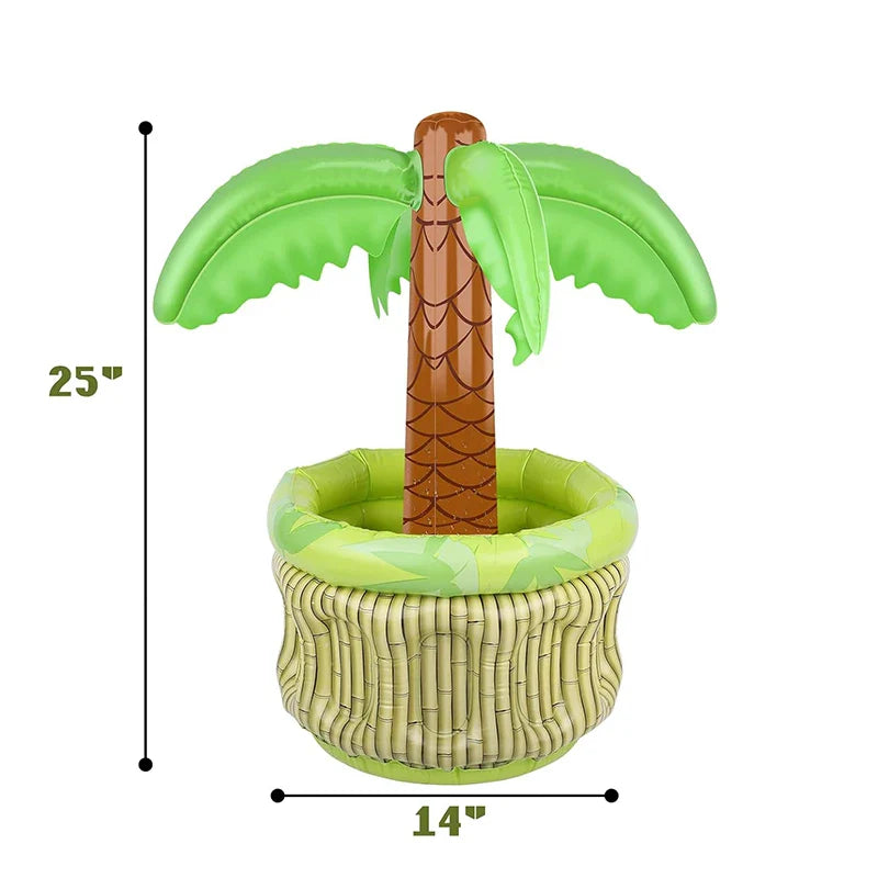Inflatable Palm Tree Ice Bucket Bear Cooler Drink Holder Hawaiian Birthday Decoration Summer Beach Pool Party Supplies Balloon
