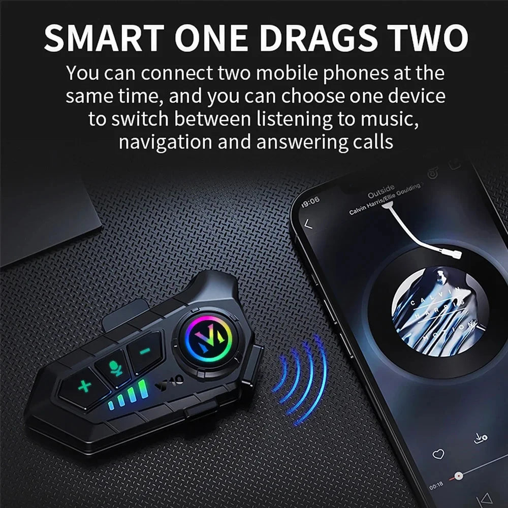Motorcycle Bluetooth Headset Speaker Skiing Earphone Waterproof Bluetooth Helmet Headset with Noise Cancellation Ultra-Thin Wireless Bluetooth Headphones for All Helmets