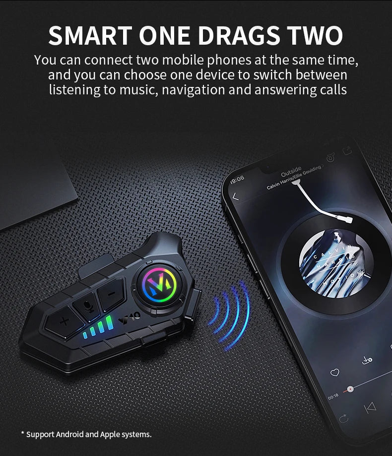 Motorcycle Bluetooth Headset Speaker Skiing Earphone Waterproof Bluetooth Helmet Headset with Noise Cancellation Ultra-Thin Wireless Bluetooth Headphones for All Helmets