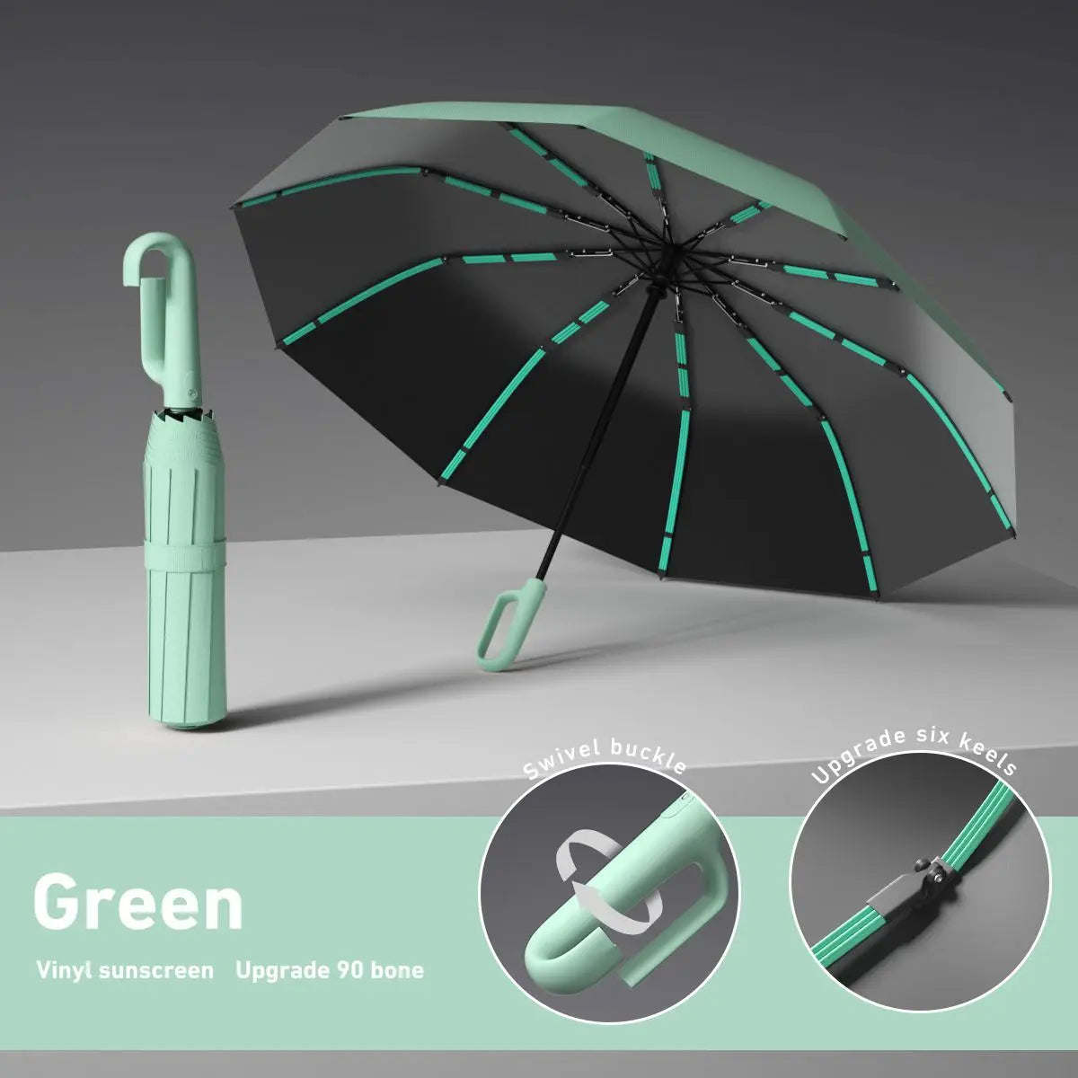 🌂Automatic Folding Umbrella,Portable Rain Umbrella with Loop Buckle, Windproof & Waterproof Umbrella for Men & Women
