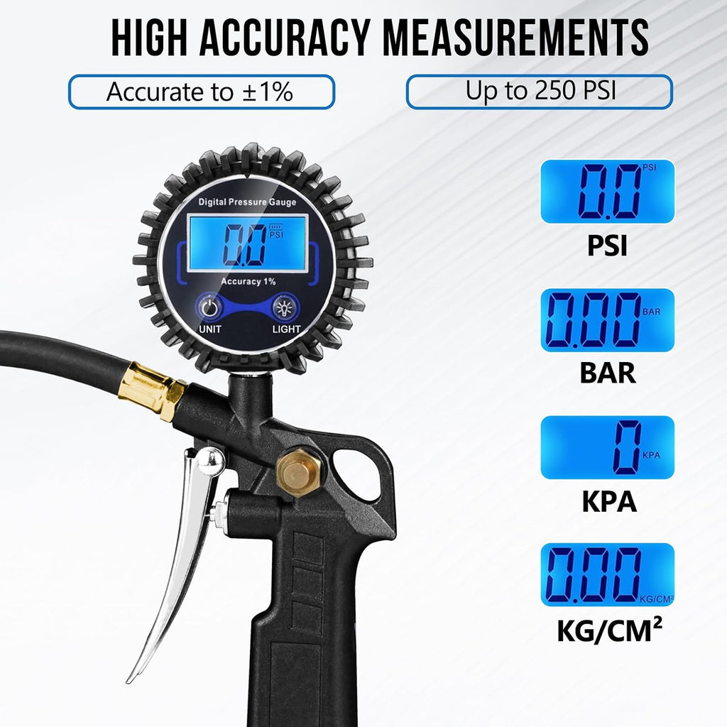 🔥LAST DAY 49% OFF - 🛠️🚗 High Precision Digital Tire Inflator Pressure Gauge | 3-in-1 Inflate Deflate Check Tire Tool