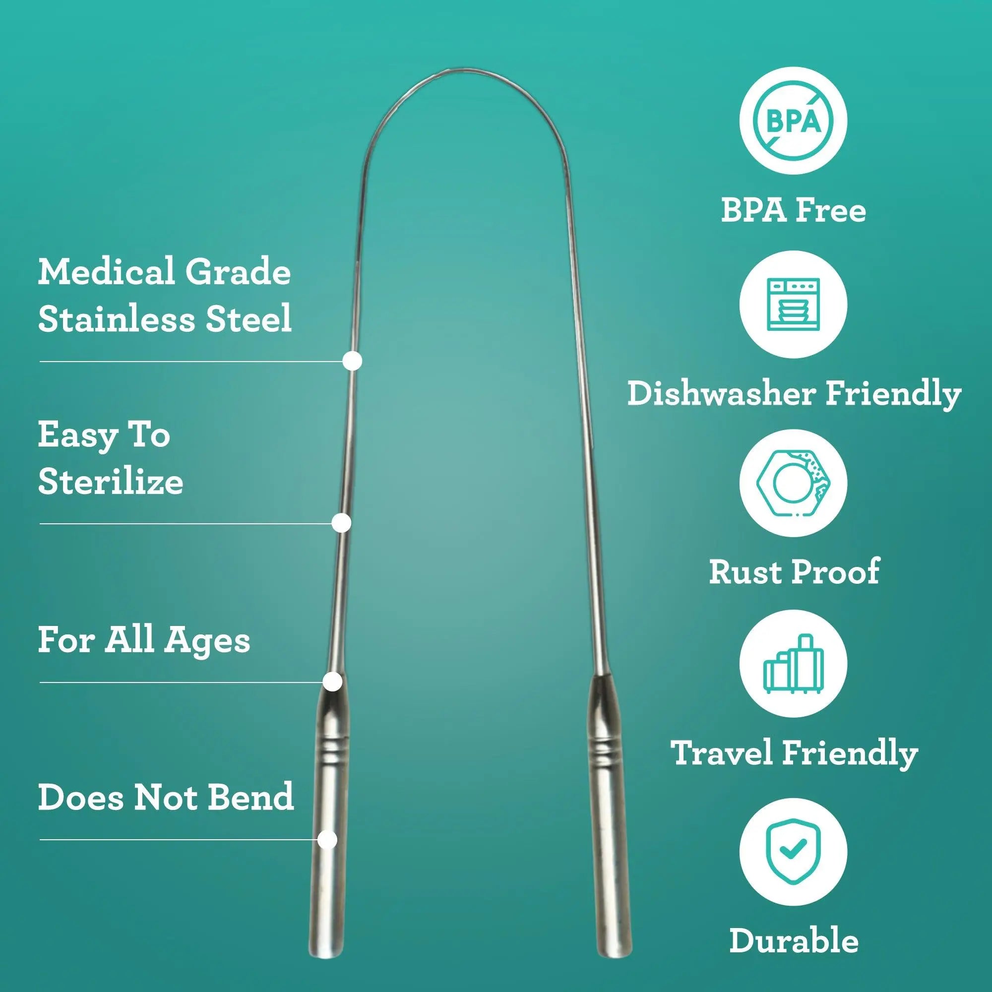 GuruNanda U Shaped Stainless Steel Tongue Scraper 2-Pack