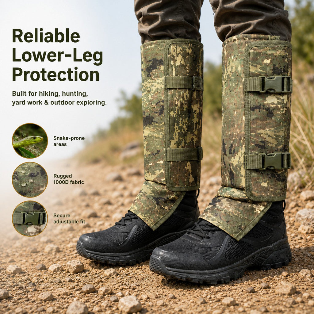 Unisex Adjustable Outdoor Snake-Resistant Leg Gaiters, Abrasion-Resistant Durable Fabric Protective Gear for Hunting, Hiking