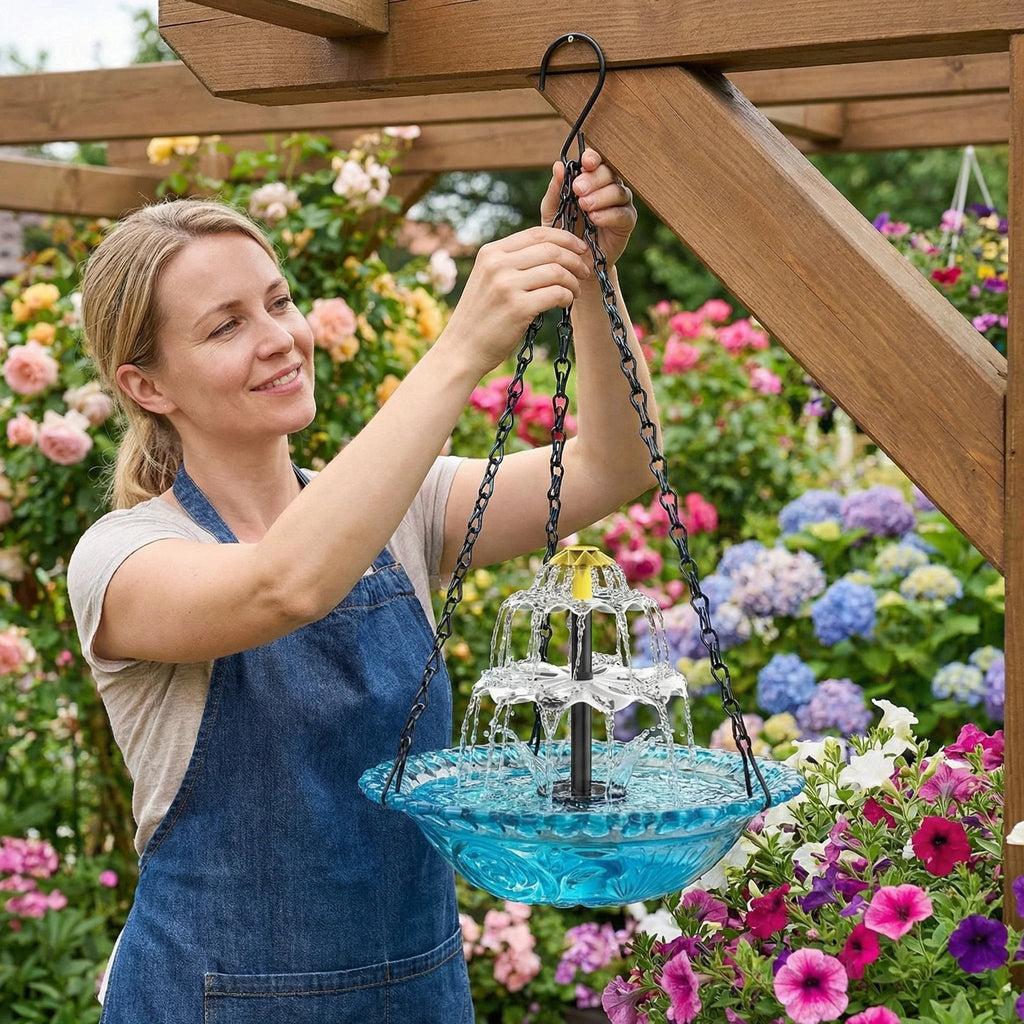 🔥🔥49% Off--Solar Cascade Hanging Bird Bath Fountain🎁Buy 2 Free Shipping