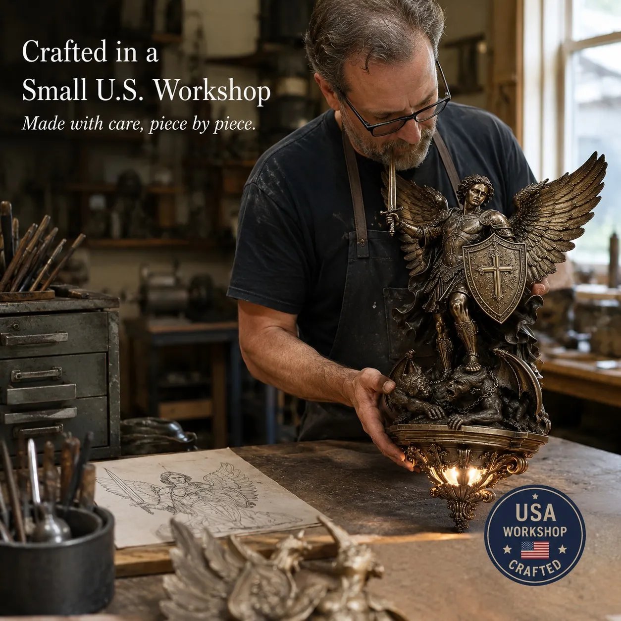 ✨St. Michael Guardian Angel Wall Light