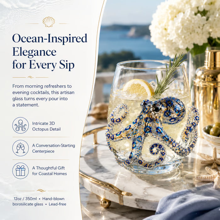 🌊Artisanal Blue Ringed Octopus Glassware