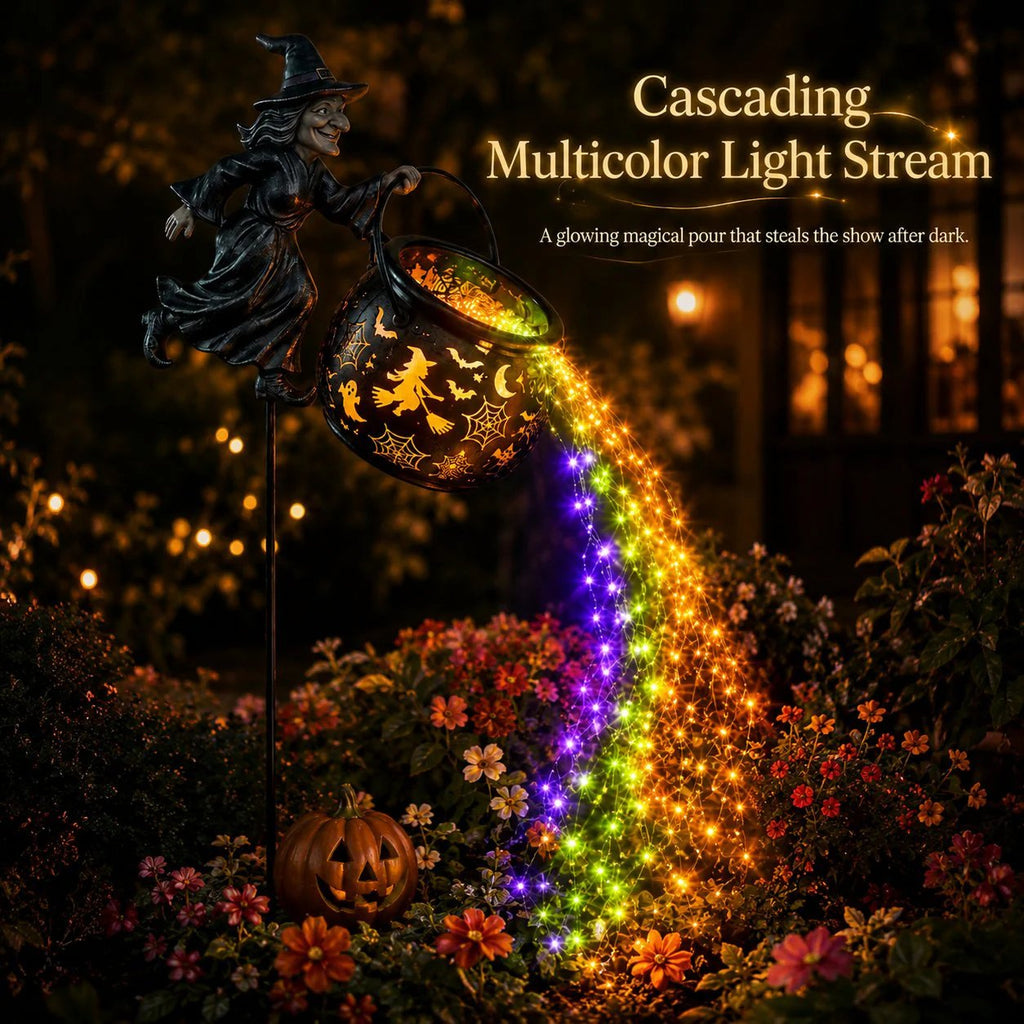 🧙‍♀️ Solar Witch Garden Stake Lights – Halloween Outdoor Decor with Magical Flowing LED Light | Waterproof Auto ON/Off Yard Decoration
