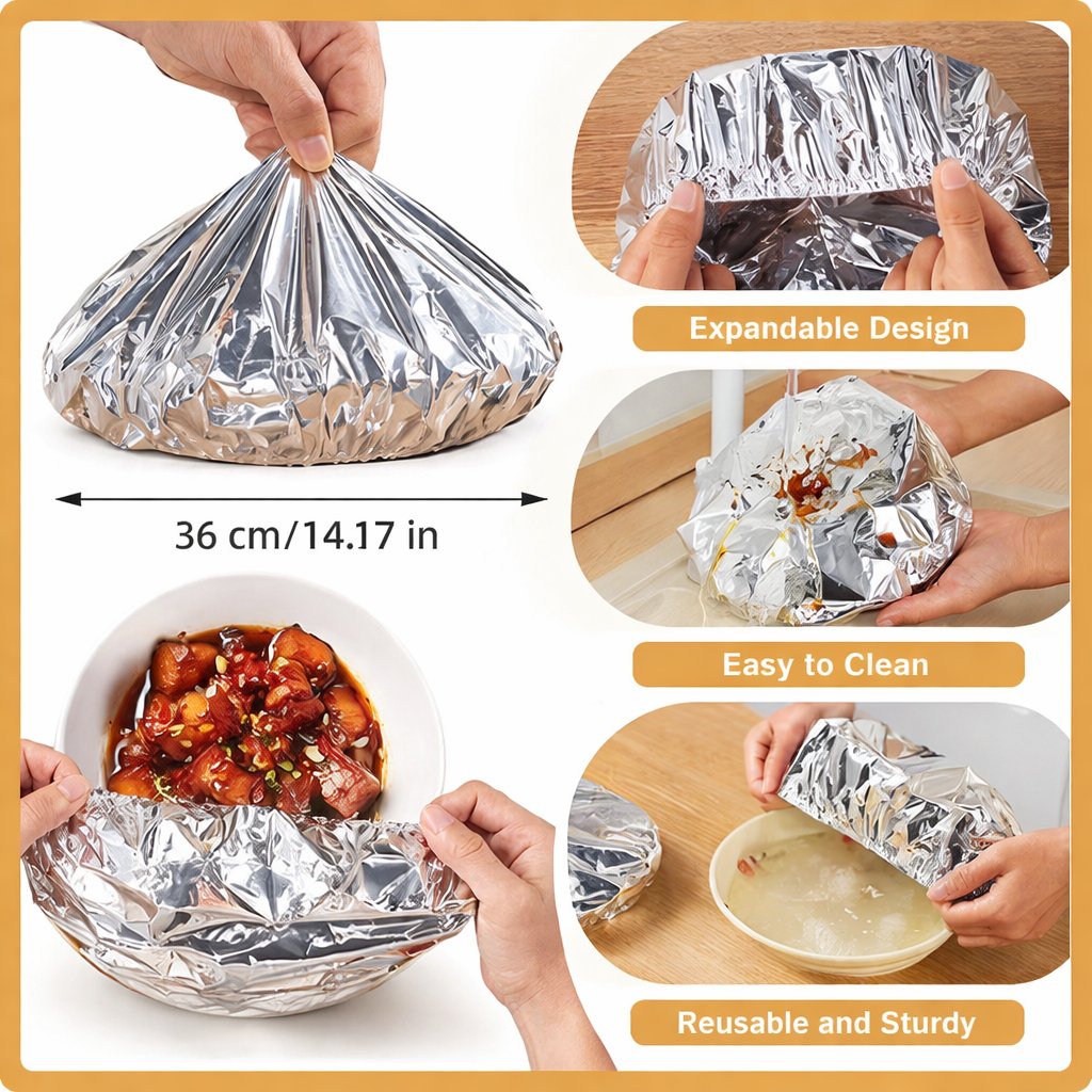 🍳Aluminum Foil Heat Shield Covers – No Plastic, Heat-Resistant, Reusable