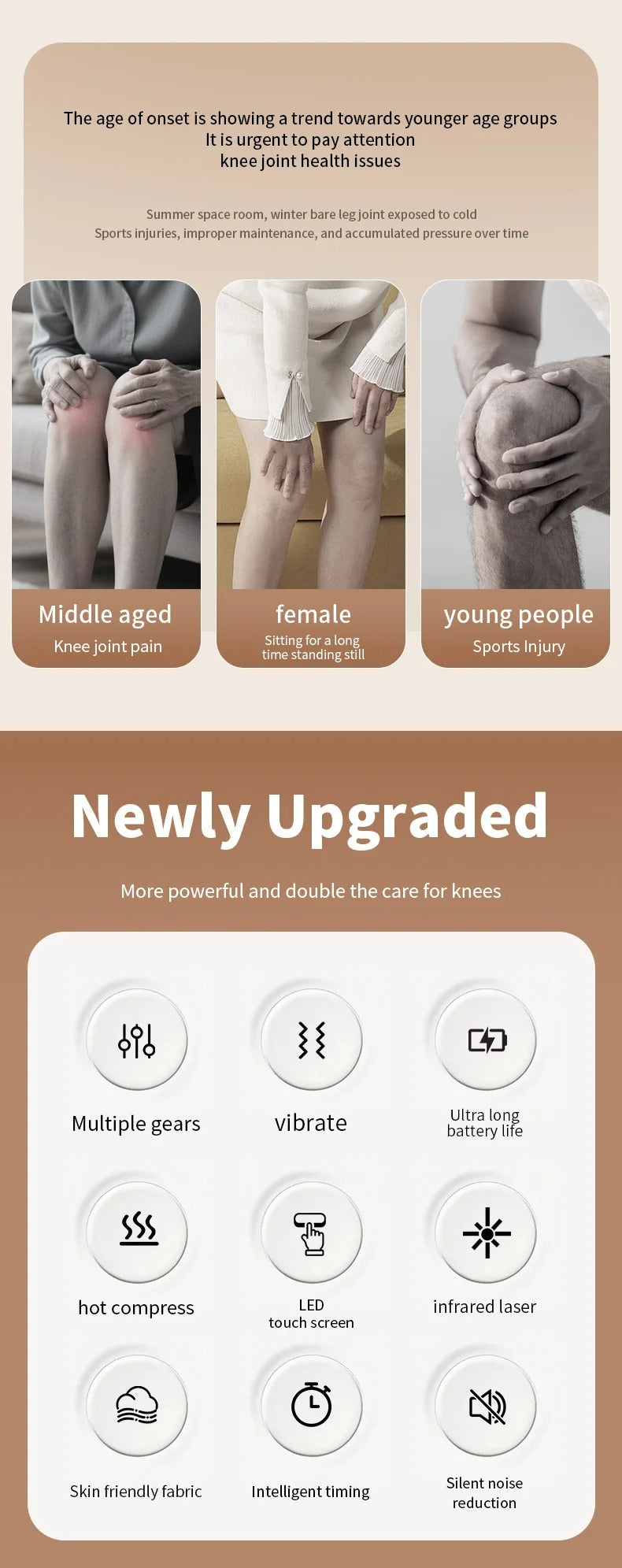 Multifunctional Smart Cordless Knee Massager Vibration Knee Relaxing Massage Machine Joint Knee Device Gifts for frinds