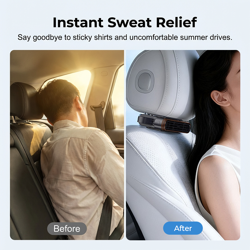 Car Seat Fan 🌬️ – 3-Speed Rechargeable Clip-On Fan with 3000mAh Battery 🔋 | USB-C Charging ⚡